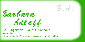 barbara adleff business card